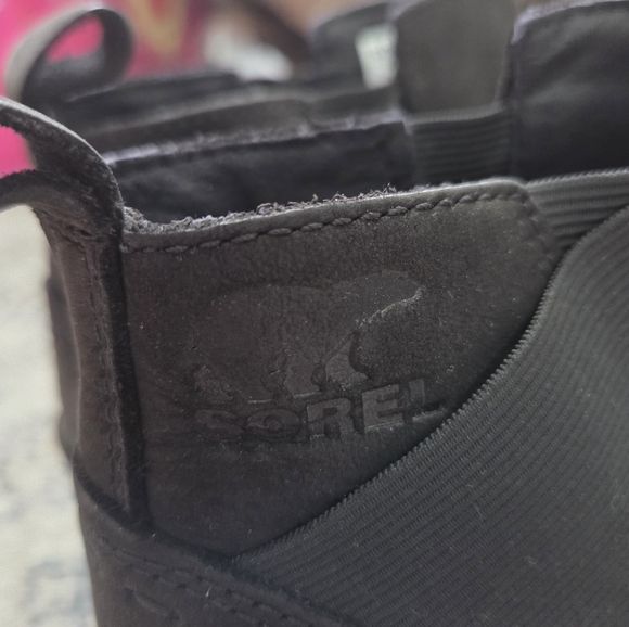 Sorel Black Emilie Chelsea Leather Boots Size 6.5 Waterproof Fall Winter Bootie - Picture 4 of 11